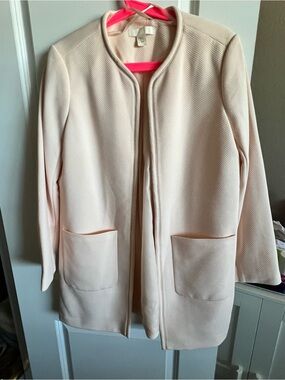 H&M Light Cream Textured Open-Front Blazer